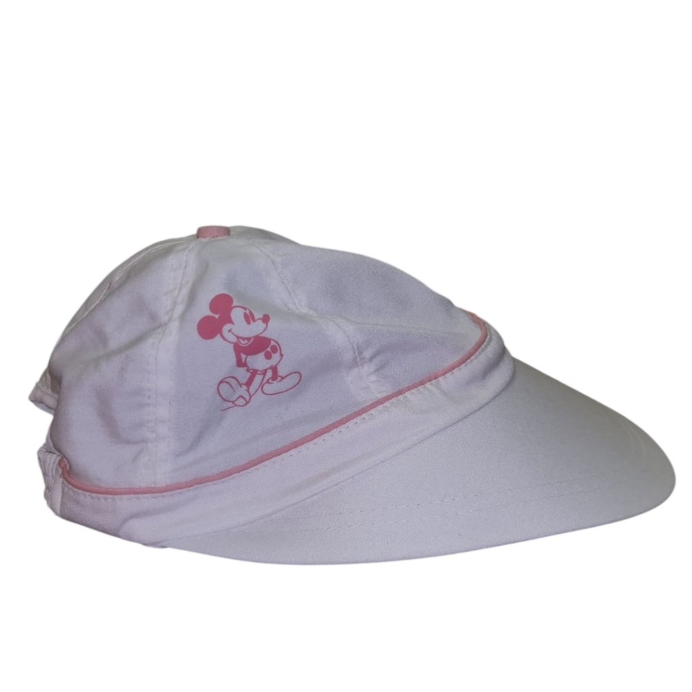 Vintage Atlas Disney Character Fashions Pink & White Mickey Mouse Visor EUC